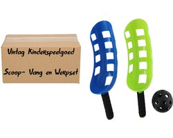 foto van Scoopbal set - 3 delig Kinderspeelgoed - Speelgoed - Strandspeelgoed - Geschikt voor volwassenen EN Kinderen - Scoop Vang en Werp set