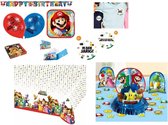 Super Mario - Verjaardag - Uitgebreid feestpakket - Themafeest - Feestartikelen - Versiering - Slingers - Bordjes - Servetten - Tafelkleed - Tafeldecoratie set - Uitnodigingen - Ballonnen.