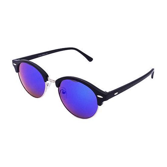 Kruik gemeenschap Betrouwbaar Sunglassery - Round Blue - Clubmaster festival zonnebril - 100% UV  bescherming - Hoge... | bol.com