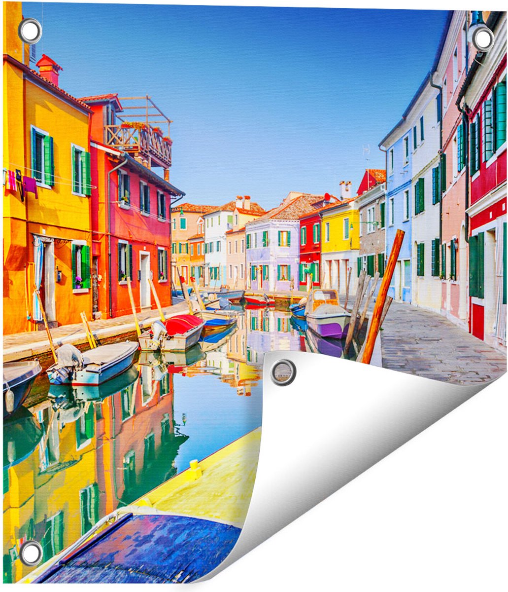 Gards Tuinposter Kleurrijke Huisjes aan het Water in Veneti� - 40x40 cm - Tuindoek - Tuindecoratie - Wanddecoratie buiten - Tuinschilderij Multikleur