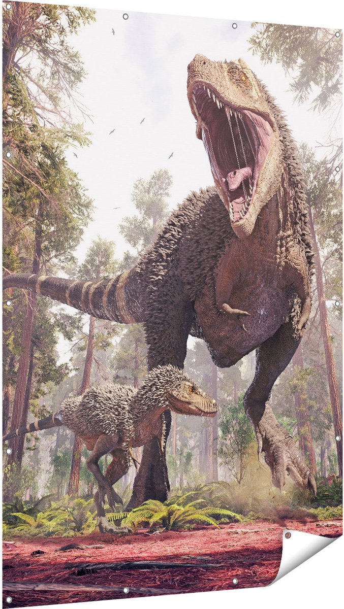 Gards Tuinposter Tyrannosaurus Rex Dinosaurus - T-Rex - 120x180 cm - Tuindoek - Tuindecoratie - Wanddecoratie buiten - Tuinschilderij Multikleur
