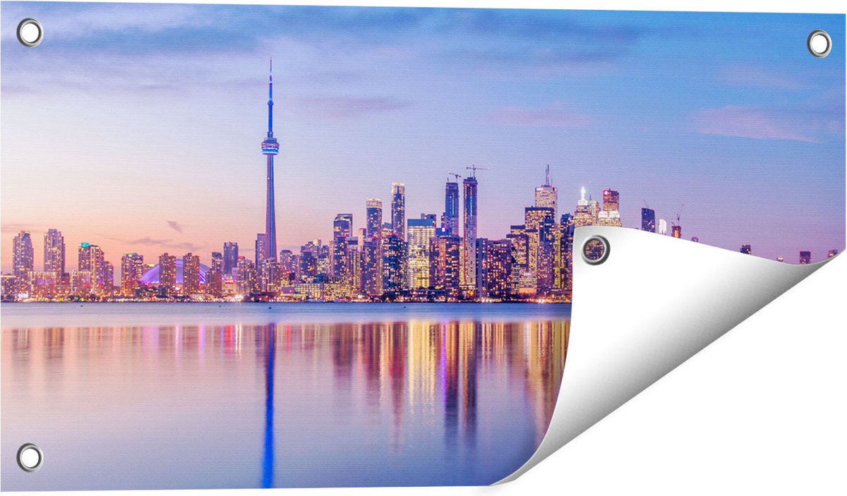Gards Tuinposter Toronto Skyline in Canada - 60x30 cm - Tuindoek - Tuindecoratie - Wanddecoratie buiten - Tuinschilderij Multikleur