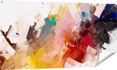Gards Tuinposter Abstracte Kunst - Kleurrijke Olieverf - 140x70 cm - Tuindoek - Tuindecoratie - Wanddecoratie buiten - Tuinschilderij