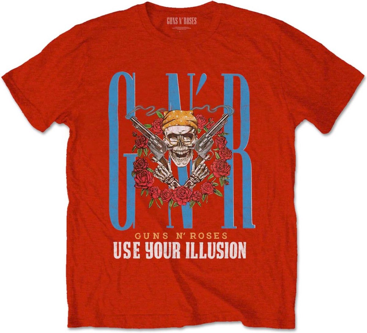 Guns N' Roses - Bandana Skull Heren T-shirt - 2XL - Rood