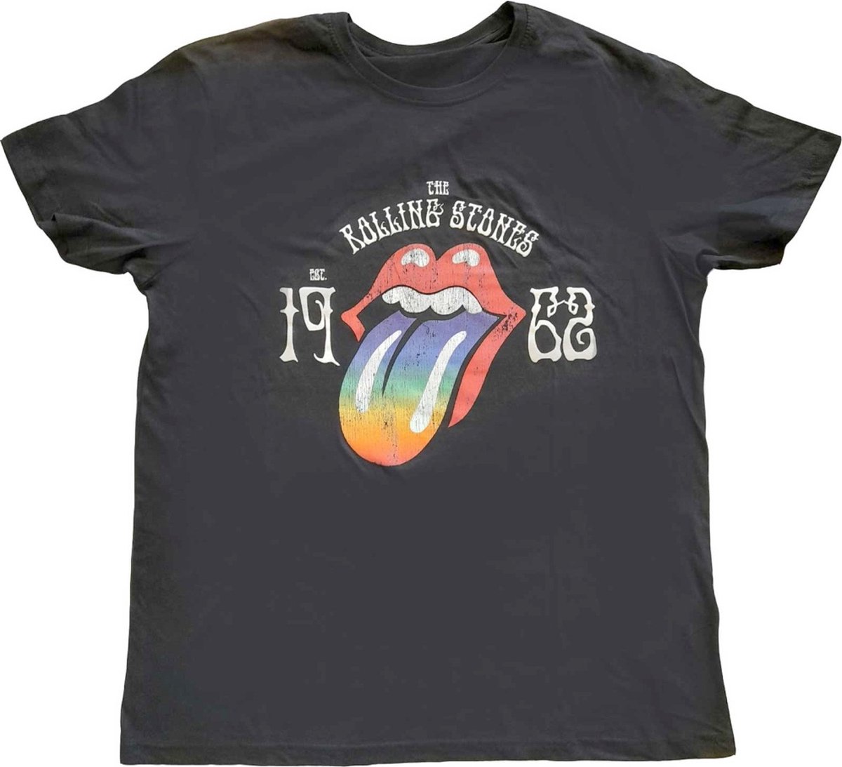 The Rolling Stones - Sixty Rainbow Tongue '62 Heren T-shirt - S - Zwart