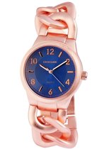 Montre Excellanc pour femme avec bracelet à maillons en métal - Or rose - Blauw