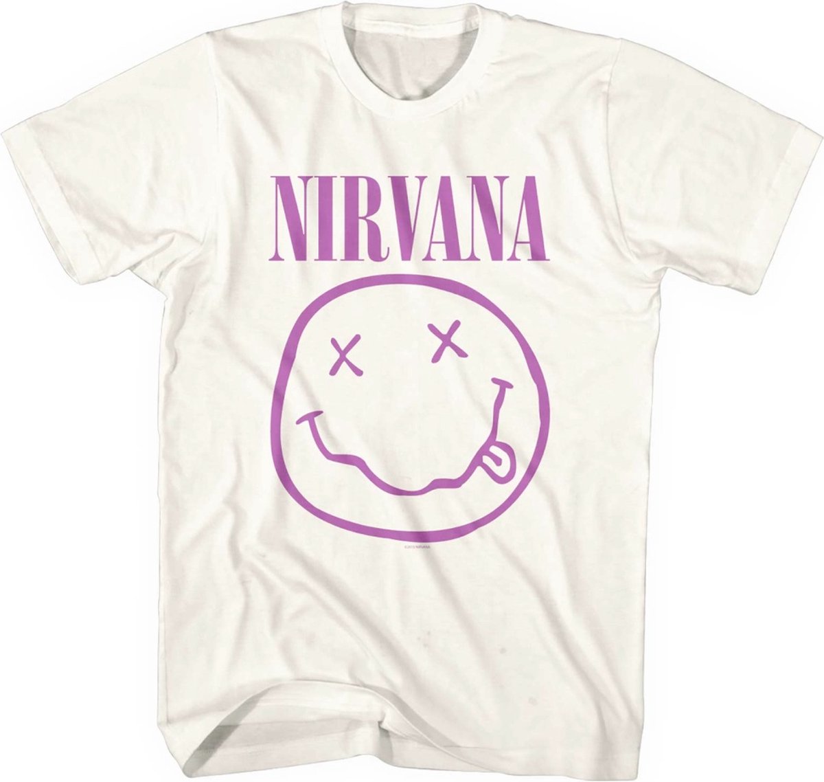 Nirvana - Purple Happy Face Heren T-shirt - S - Wit