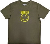 Nirvana - Yellow Happy Face Heren T-shirt - M - Groen