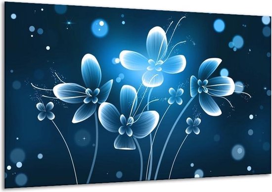 Peinture sur toile Fleur | Bleu blanc | 120x70cm 1Hatch