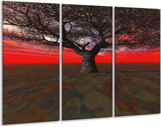 Arbre de peinture sur toile | Rouge, marron, noir | 120x80cm 3 Liège
