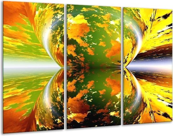 Canvas schilderij Spiegel | Groen, Geel, Oranje | | F000212