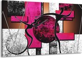 Schilderij Op Canvas - Groot -  Abstract - Roze, Zwart, Wit - 140x90cm 1Luik - GroepArt 6000+ Schilderijen Woonkamer - Schilderijhaakjes Gratis