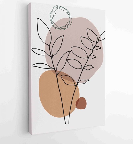 Foliage line art drawing with abstract shape. Abstract Plant Art design for print bol
