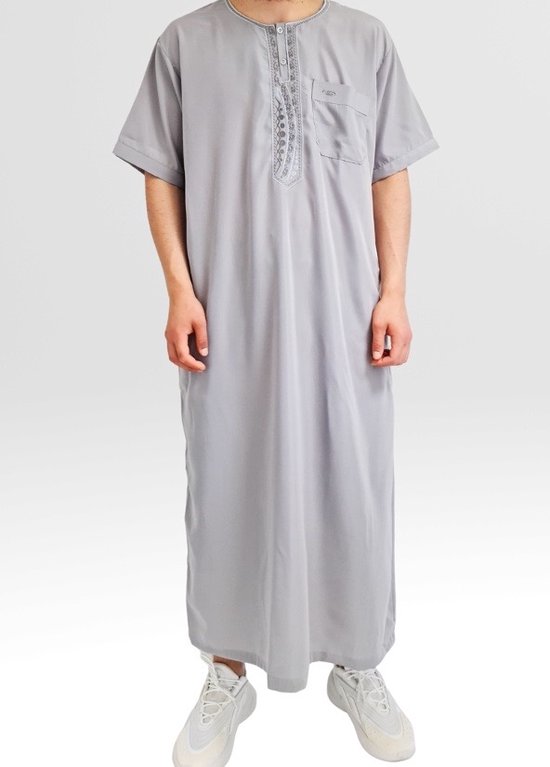 Grijze Kandora Maghreb maat M - Islamitische Kleding/Producten – Qamis/Djellaba/Thobe/Abaya/Kandora/Gebedskleding voor Mannen/Heren