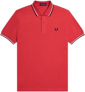 Fred Perry M3600 polo twin tipped shirt - pique - Washed Red / Snow White / Black - Maat: L