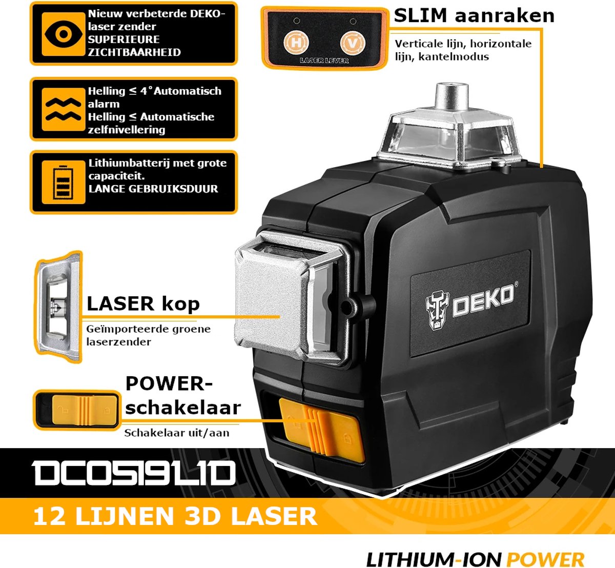 Deko - Laser à lignes croisées - Deko DKLL12PB - Série 12 lignes - Laser  Nivel 360 -... | bol
