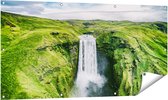 Gards Tuinposter Waterval in het Groene Landschap - 140x70 cm - Tuindoek - Tuindecoratie - Wanddecoratie buiten - Tuinschilderij