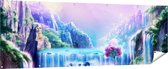 Gards Tuinposter Kleurrijke Sprookjes Waterval - Abstract - 210x70 cm - Tuindoek - Tuindecoratie - Wanddecoratie buiten - Tuinschilderij