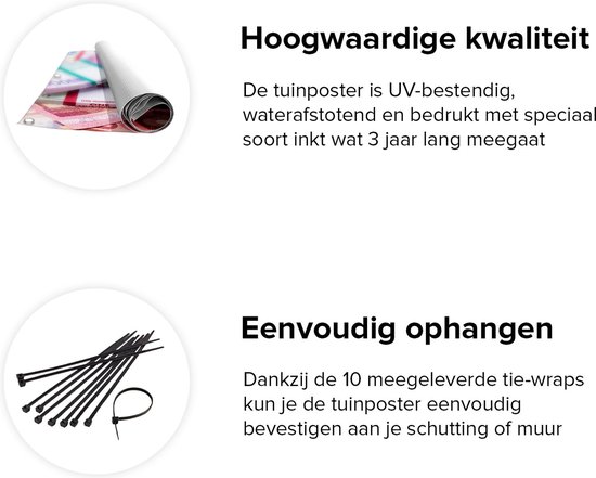 Gards Affiche de Jardin Billets Euro - Piles - 100x100 cm - Toile de Jardin - Décoration de jardin - Décoration murale Extérieure - Tableau Jardin