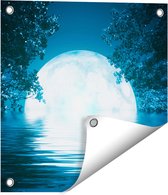 Gards Tuinposter Volle Maan in het Water - 40x40 cm - Tuindoek - Tuindecoratie - Wanddecoratie buiten - Tuinschilderij