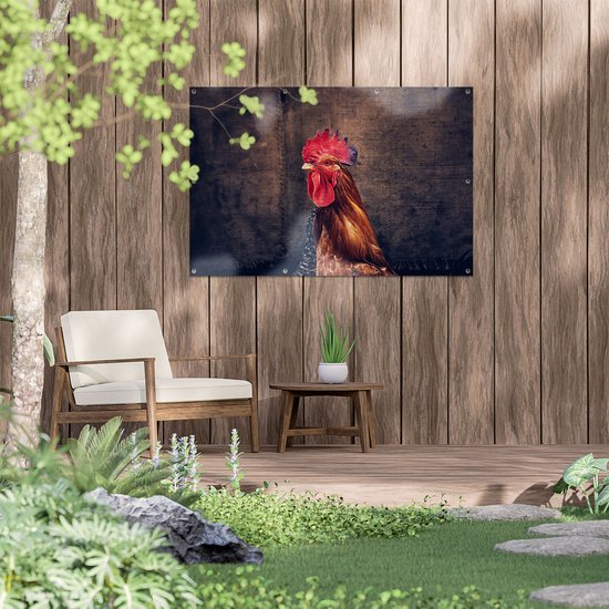Affiche de jardin du Gards Coq de près - 120x80 cm - Toile de jardin - Décoration de jardin - Décoration murale extérieure - Tableau de jardin