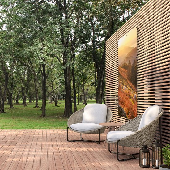 Affiche de jardin du Gards Moutons dans les Montagnes - 100x150 cm - Toile de jardin - Décoration de jardin - Décoration murale extérieure - Tableau de jardin