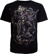 Biker Skull Skeleton Band Glow in the Dark T-shirt - Design original