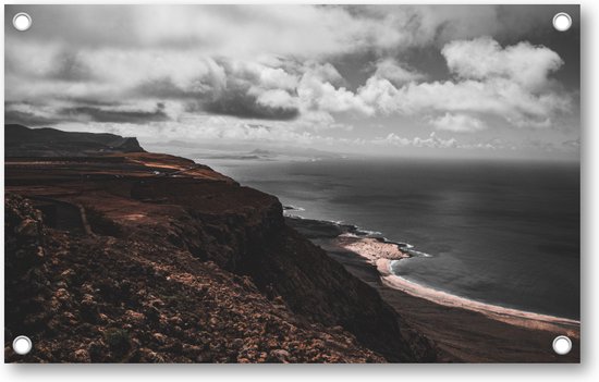 Kust met wolken - Lanzarote - Tuinposter 160x100cm