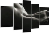 Glasschilderij Lichaam - Zwart, Wit, Grijs - 170x100cm 5Luik - Foto Op Glas - Geen Acrylglas Schilderij - 6000+ Glasschilderijen Collectie - Wanddecoratie