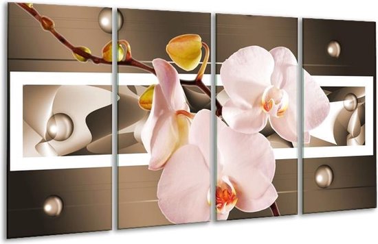 Glasschilderij Orchidee | Bruin, Roze | | Foto print op Glas |  F004677