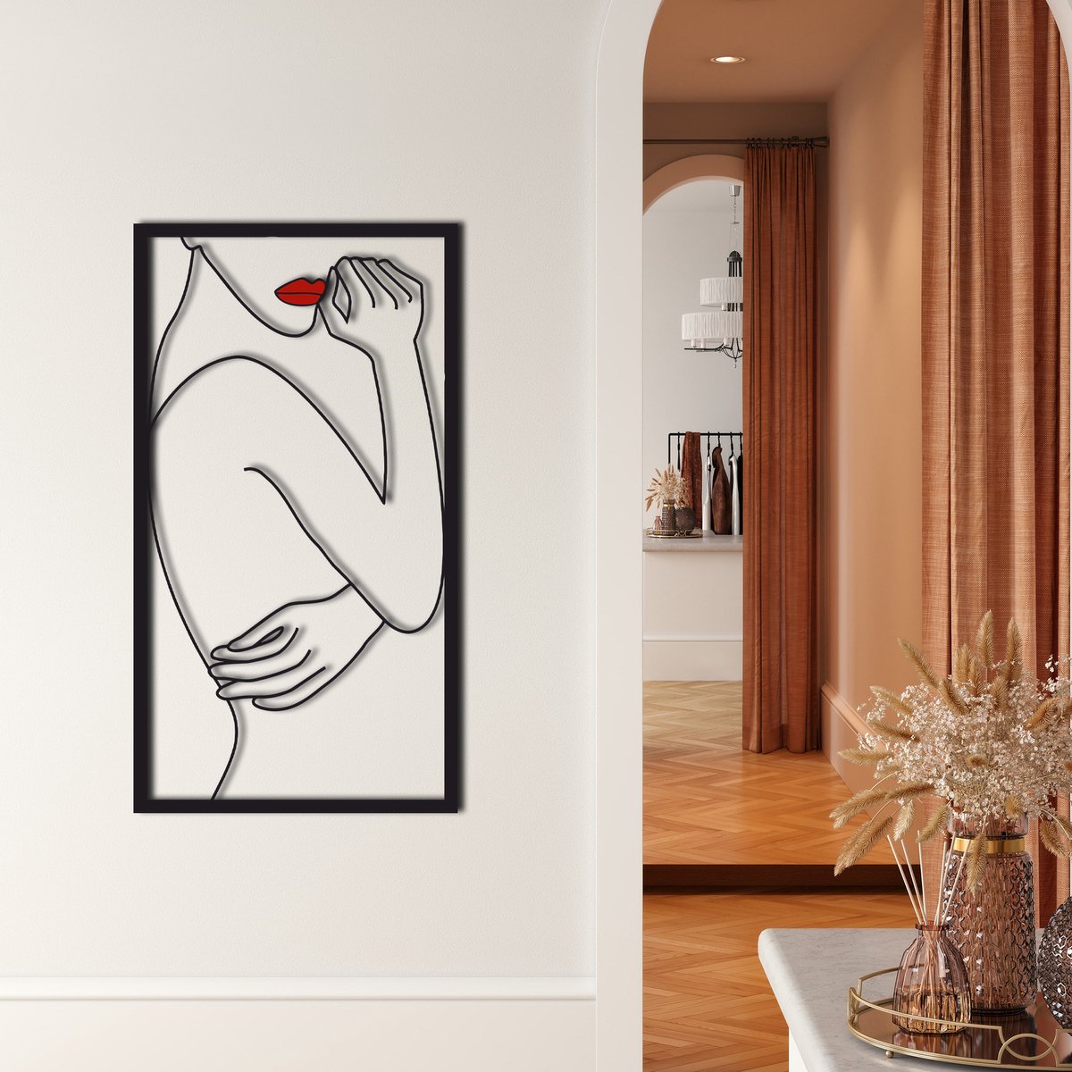 Wanddecoratie | Schoonheid / Beauty | Metal - Wall Art | Muurdecoratie | Woonkamer | Buiten Decor |Zwart| 33x60cm