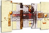 GroepArt - Canvas Schilderij - Art - Bruin, Crème - 150x80cm 5Luik- Groot Collectie Schilderijen Op Canvas En Wanddecoraties