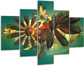 Peinture sur verre fleur | Vert, jaune, rouge | 100x70cm 5Liège | Tirage photo sur verre |  F003399