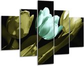 Peinture sur verre tulipe | Bleu, noir, vert | 100x70cm 5Liège | Tirage photo sur verre |  F003761