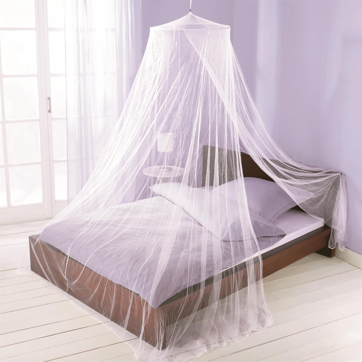 WDMT Luxe Klamboe – 250 x 250 x 65 cm – Wit Muggennet voor Bed – Fijnmazig Muskietennet tegen Muggen & Insecten – Slaapkamer of Reizen – Anti-Mug Slaapcomfort – Wit