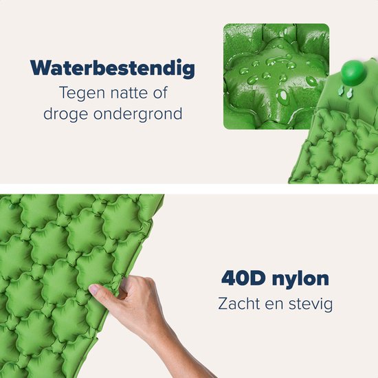 TRVLMORE Slaapmat - Zelfopblazend - 1 Persoons - Ingebouwde Pomp en Kussen - Groen van TRVLMORE — afbeelding 5