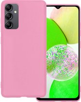 Hoes Geschikt voor Samsung A14 Hoesje Siliconen Back Cover Case - Hoesje Geschikt voor Samsung Galaxy A14 Hoes Cover Hoesje - Roze