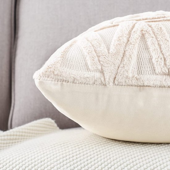 Artscope Lot de 2 Doux Peluche Laine Courte Velours Décoratif Housses de Coussin Luxe Style pour Canapé Chambre - Arbre de Noël Beige, 40 x 60 cm