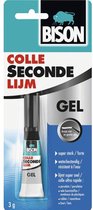 Bison Secondelijm Gel 3g, sterke secondelijm in speciale gelvorm, vaatwasser bestendig, water resistent, voor iedere reparatie in en om het huis, makkelijk in gebruik