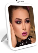 Fritzline® LED Verlichte Make-up Spiegel - 1x vergroting - Compact - Klein - Mini - Draagbaar en Oplaadbaar - Make up - Make-upspiegel - Verlichting - Licht
