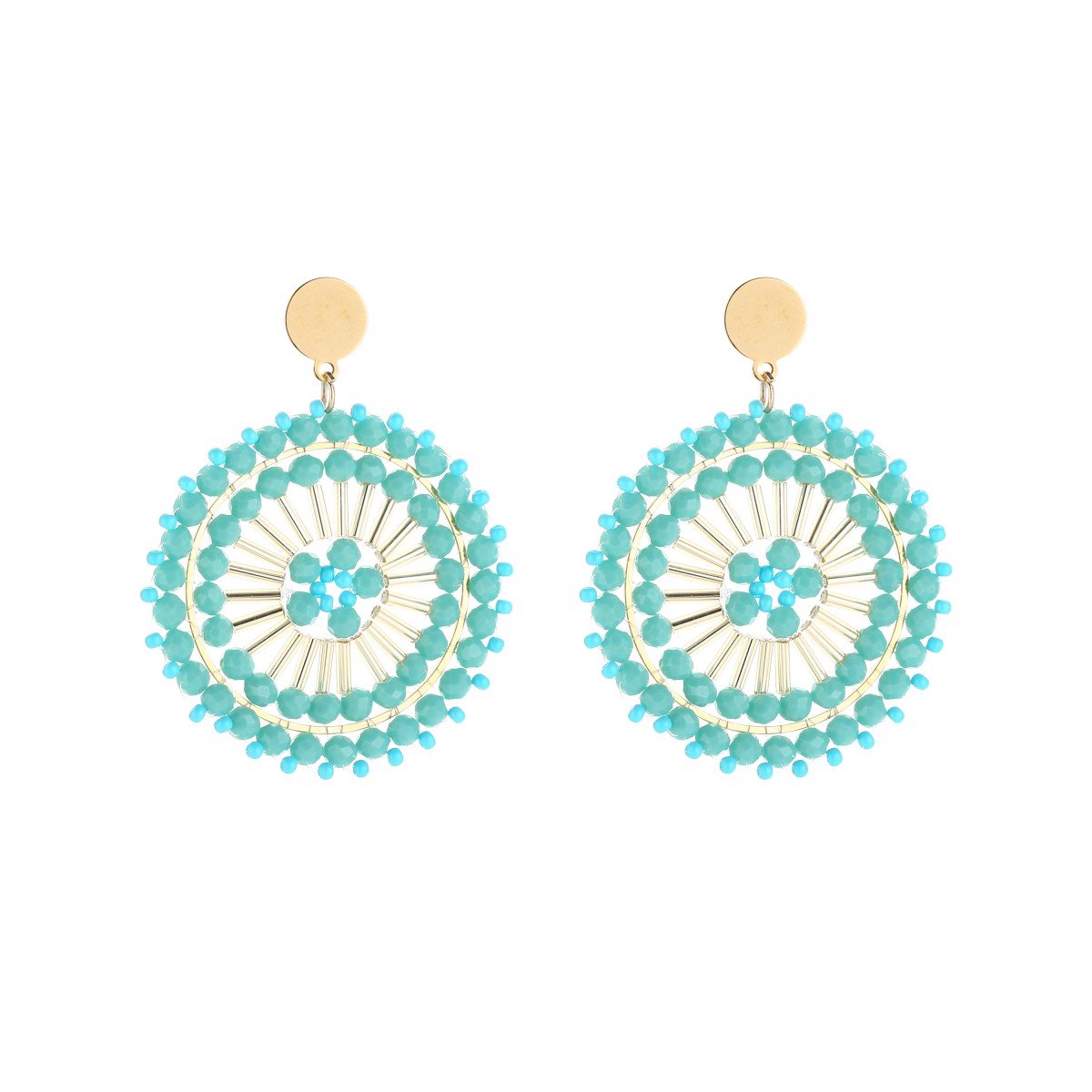 Oorbellen kralen mandala summer - Turkoois