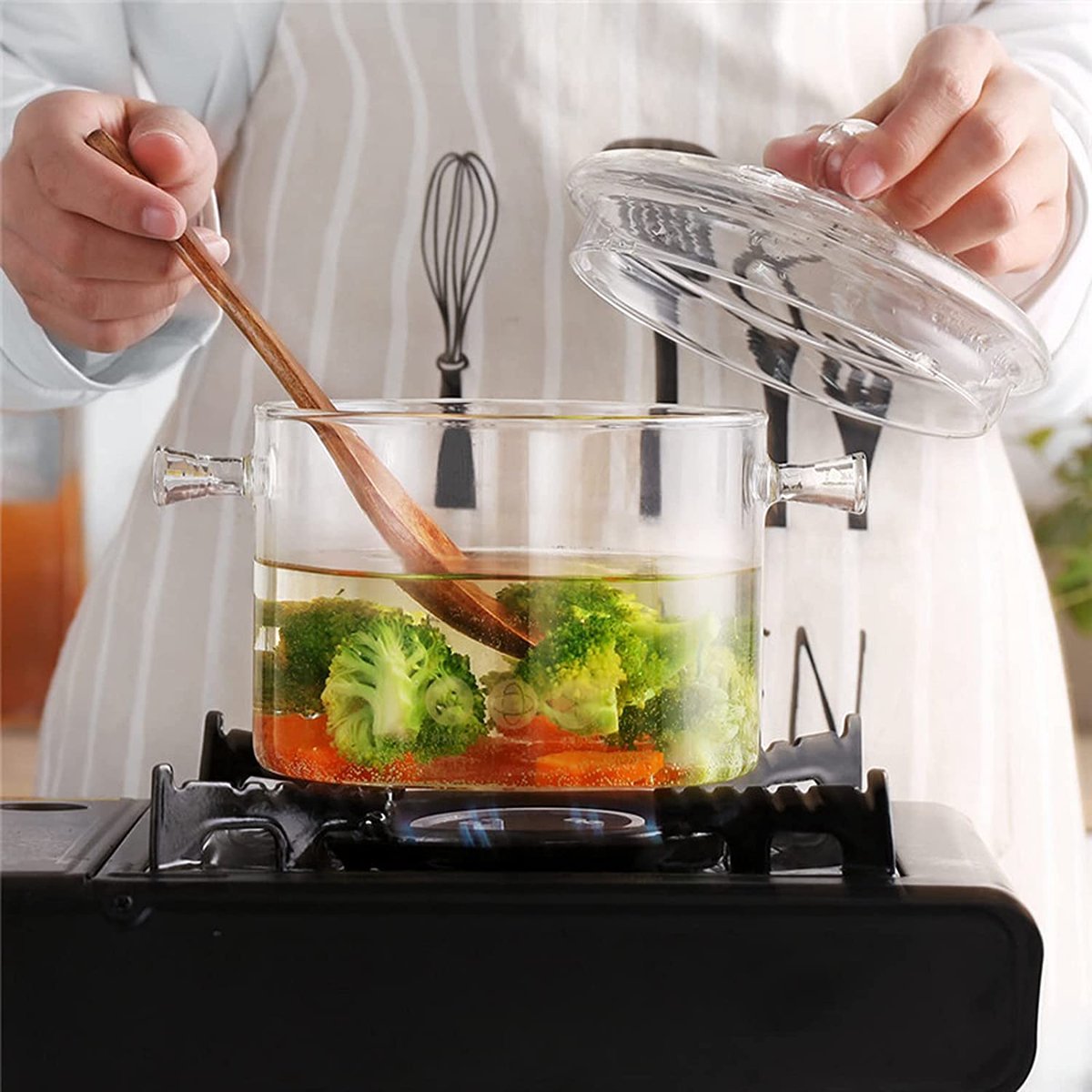 Transparante Soeppan Glazen Kookpan Met Deksel, Transparante Glazen Pot Voor Het Koken Fornuis, 1 5 Liter, Glazen Kookpan Voor Pasta, Soep, Melk, Thee (roze Transparante Kookpan