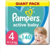 Pampers active baby taille 4 (9-14 kg) - 2 x 70 pièces