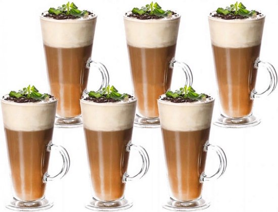 6 Verres à café Cappuccino Verres à thé 250 ML avec Anse : :  Cuisine et Maison