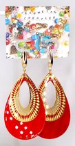 Jeannette-Creatief® - Resin - Luxe Druppel Resin Red Gold - Filigraan oorbellen - Rode Oorbellen - Gouden Oorbellen - Dames Oorbellen - Oorbellen Dames - Oorbellen Rood - Resin Oorbellen - Moederdag - Moederdagcadeau - Moeder