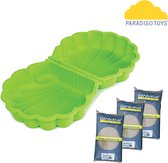 Paradiso - groene zandbak en waterbak - zandbak schelp - met speelzand (60 kilogram) - kunststof