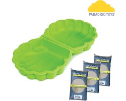 Paradiso - groene zandbak en waterbak - zandbak schelp - met speelzand (60 kilogram) - kunststof