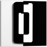 Dibond - Witte en Zwarte Tegenovergestelde Vlakken - 50x50 cm Foto op Aluminium (Wanddecoratie van metaal)
