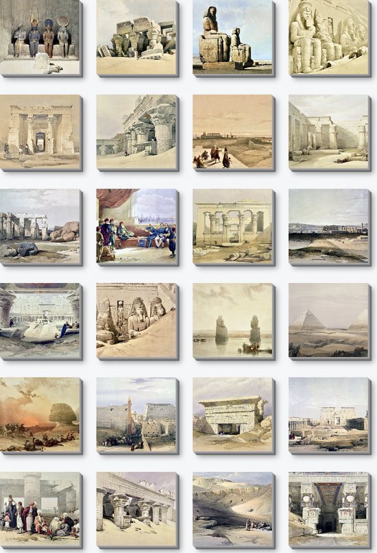 Egypte rond 1838 | 24 canvas fototegels 20x20cm | nagelloos makkelijk doe-het-zelf Magnofix ophangsysteem