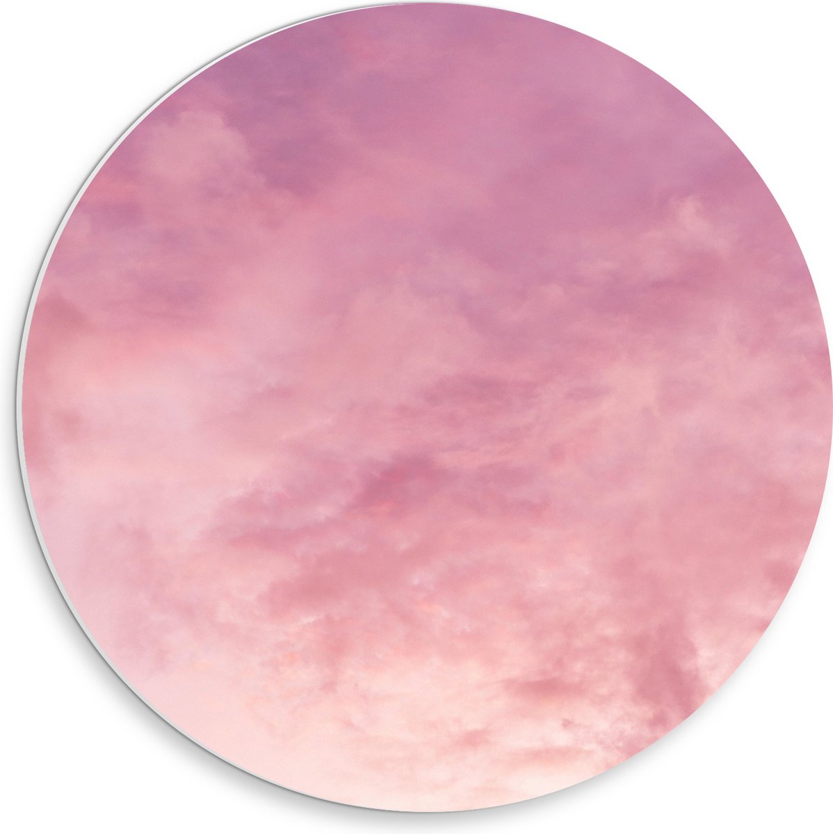 PVC Schuimplaat Muurcirkel - Zachtroze Lucht met Sluierbewolking - 30x30 cm Foto op Muurcirkel (met ophangsysteem)
